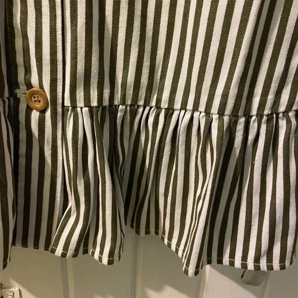 Lightweight olive striped denim like jacket X-small NWOT - Picture 4 of 7
